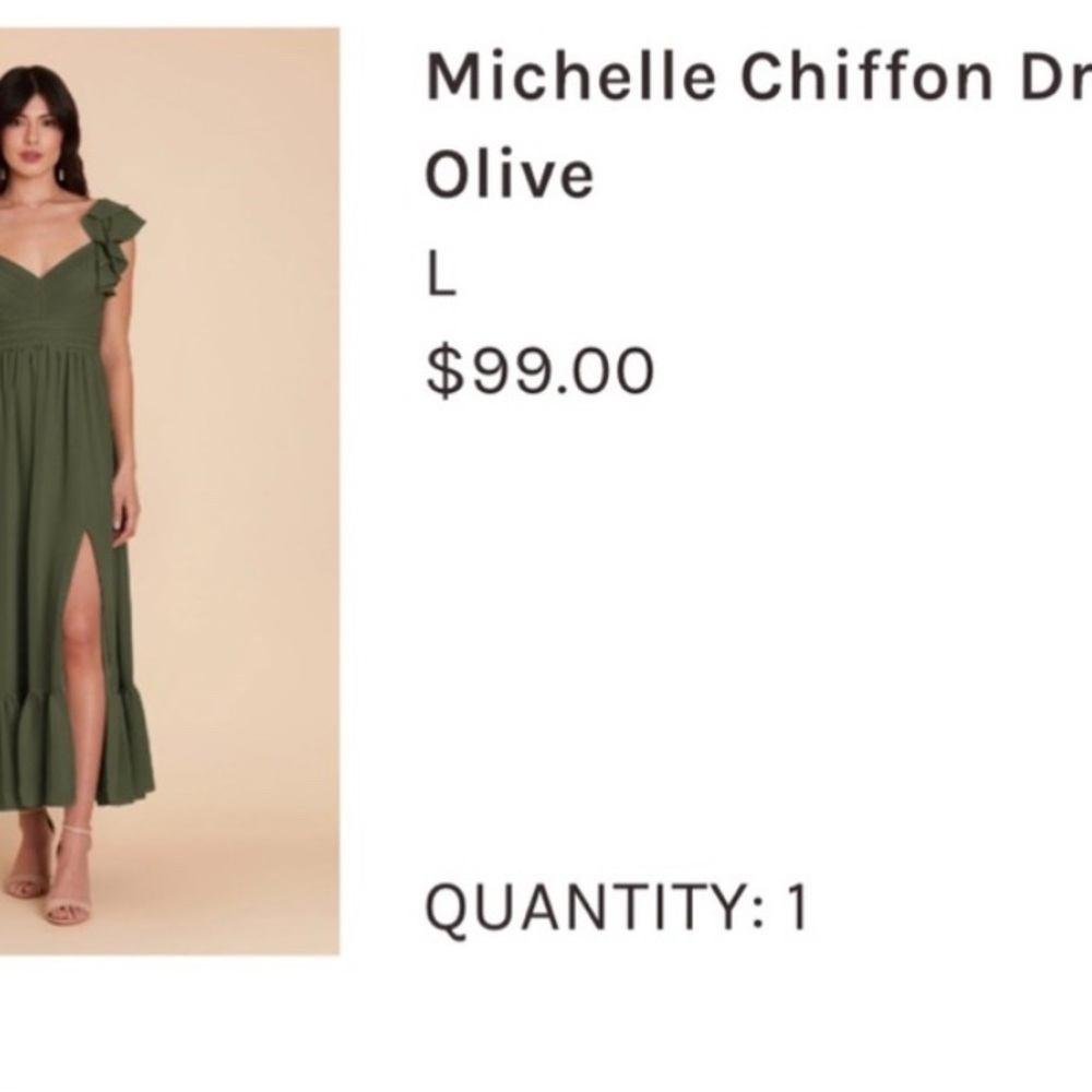 Michelle Chiffon Dress - Olive